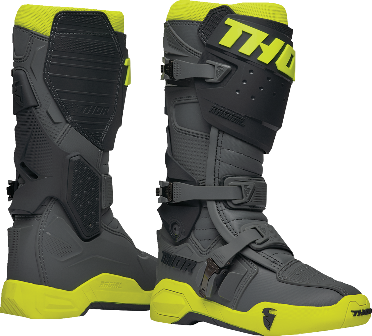 Adult - Thor Radial MX Boots - Gray/Fluorescent Yellow