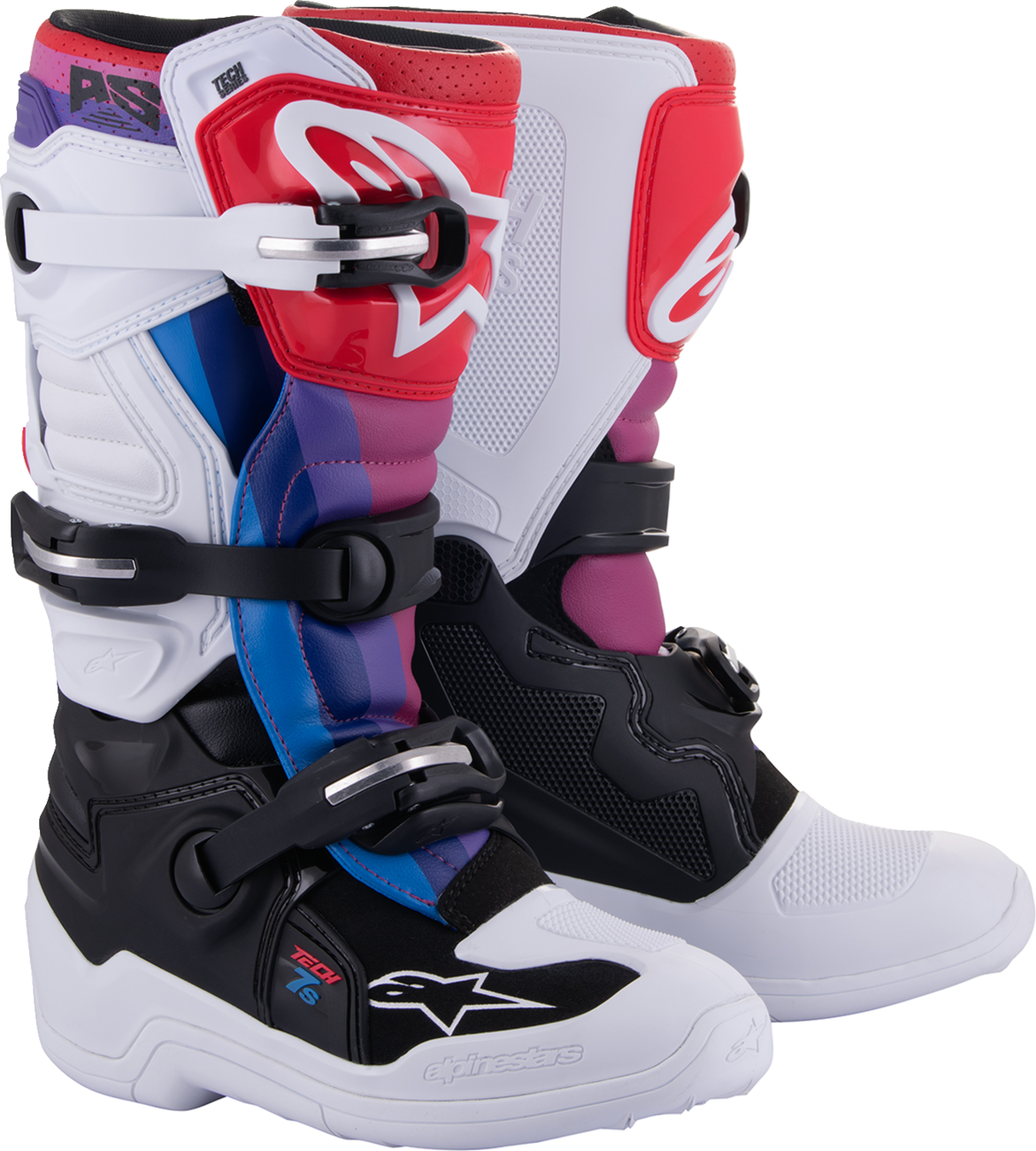 Youth - Alpinestars Tech 7S Boots - White/Black/Rainbow