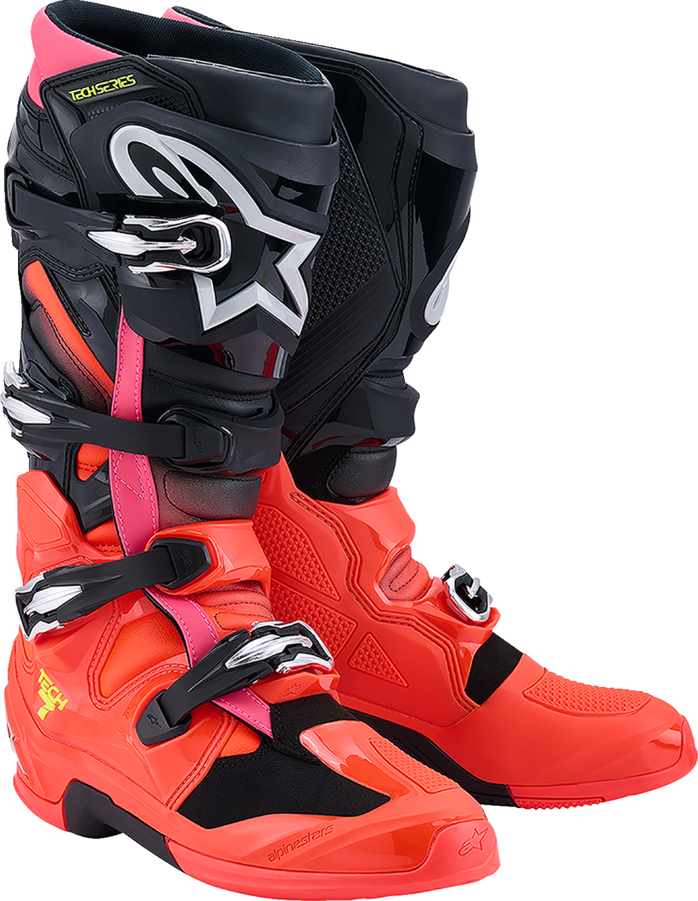 Adult - Alpinestars Tech 7 Boots - Black/Fluorescent Red/Fluorescent Pink