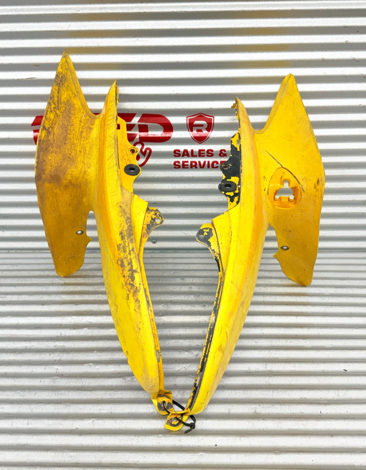 05 Honda TRX400EX OEM Race Cut Front Fender Plastics Pair Yellow Black