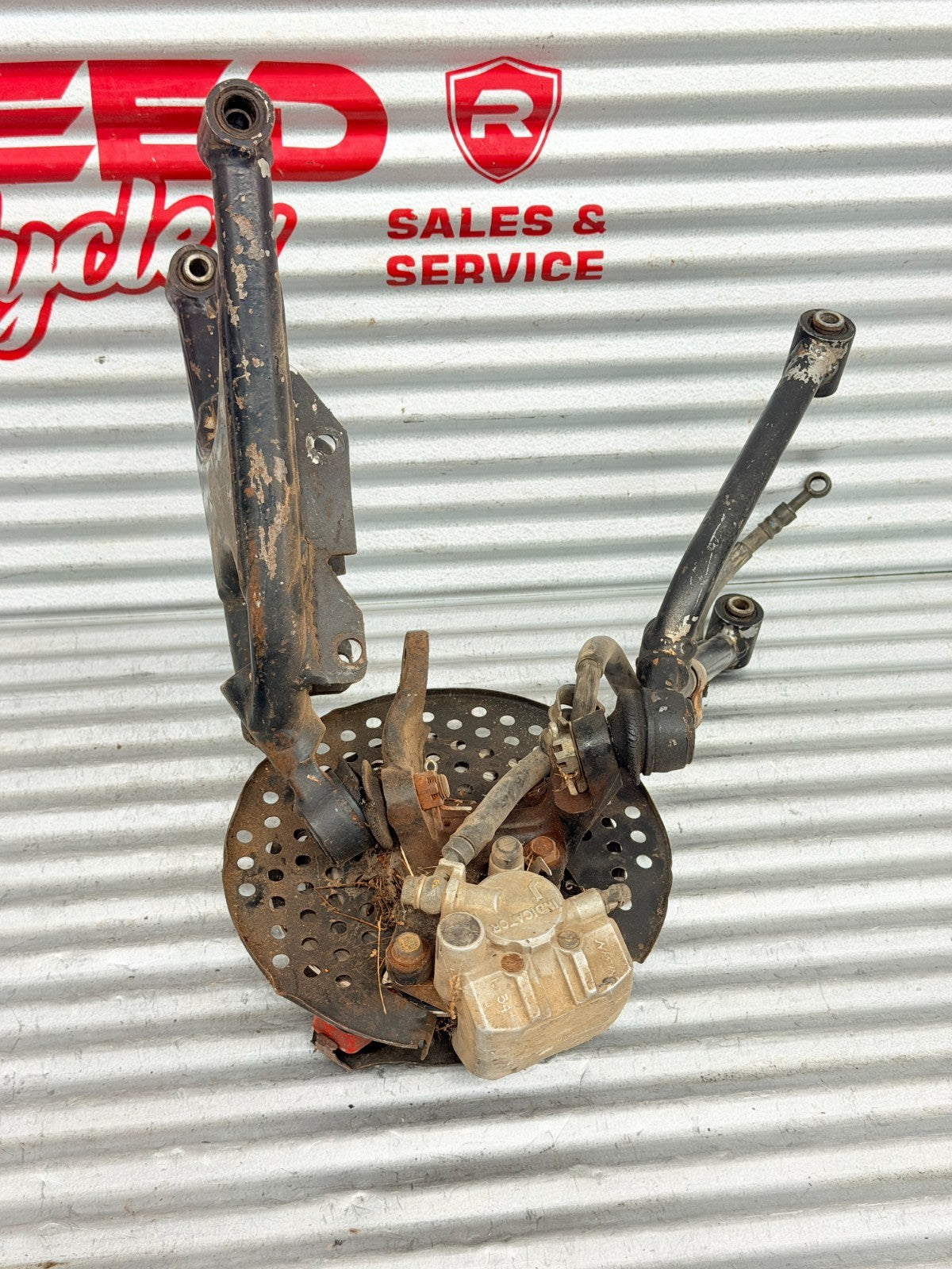 99-04 Honda TRX400EX OEM Left Front A Arms Hub Spindle Brake Assembly