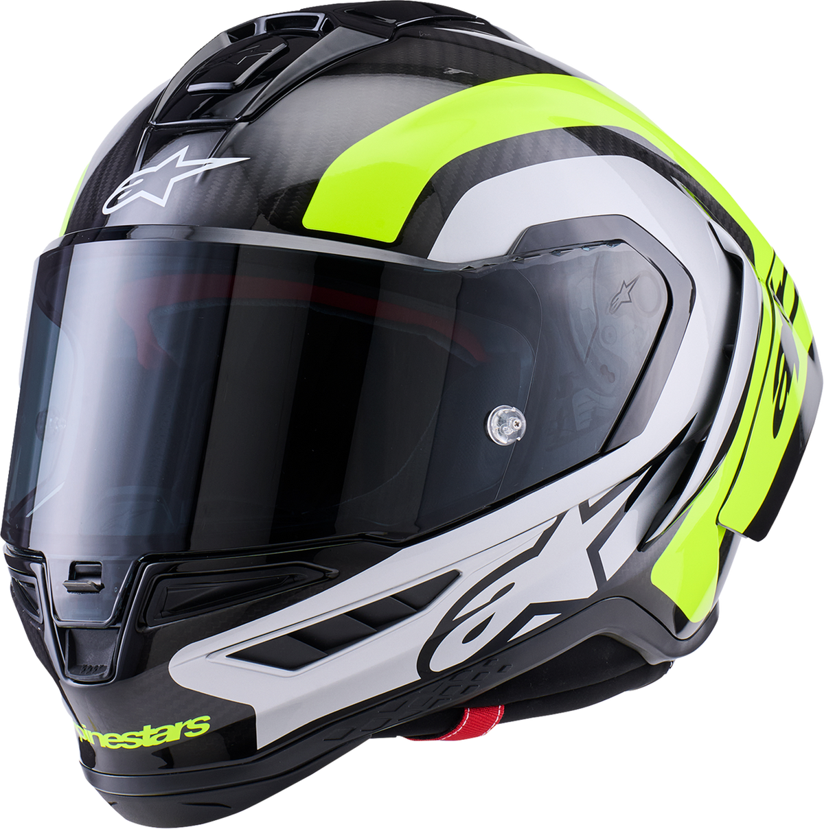 Adult - Alpinestars Supertech R10 Arius Helmet - Gloss Black/Silver/Yellow Fluo