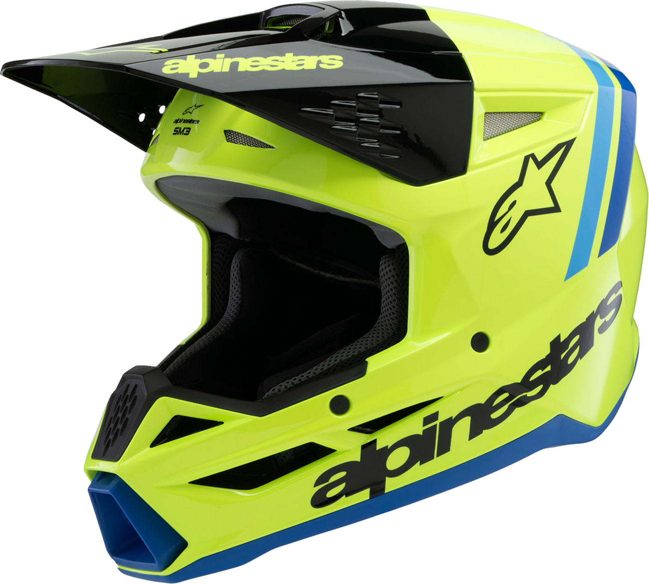 Youth - Alpinestars SM3 Radium Helmet - Gloss Yellow Fluo/Black/Blue