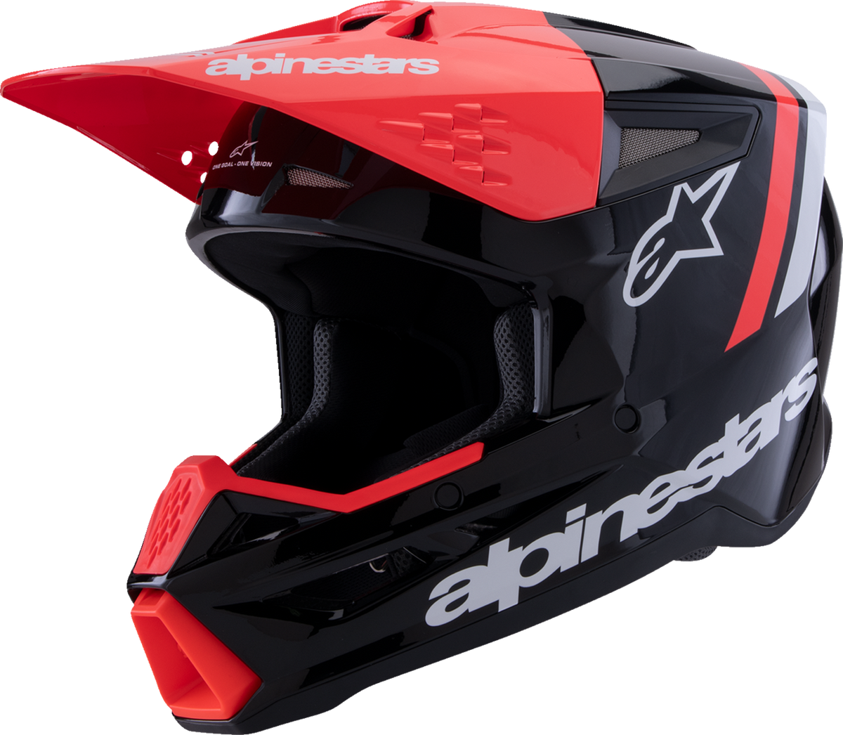 Adult - Alpinestars SM3 Radium Helmet - Gloss Black/Red Fluo/White