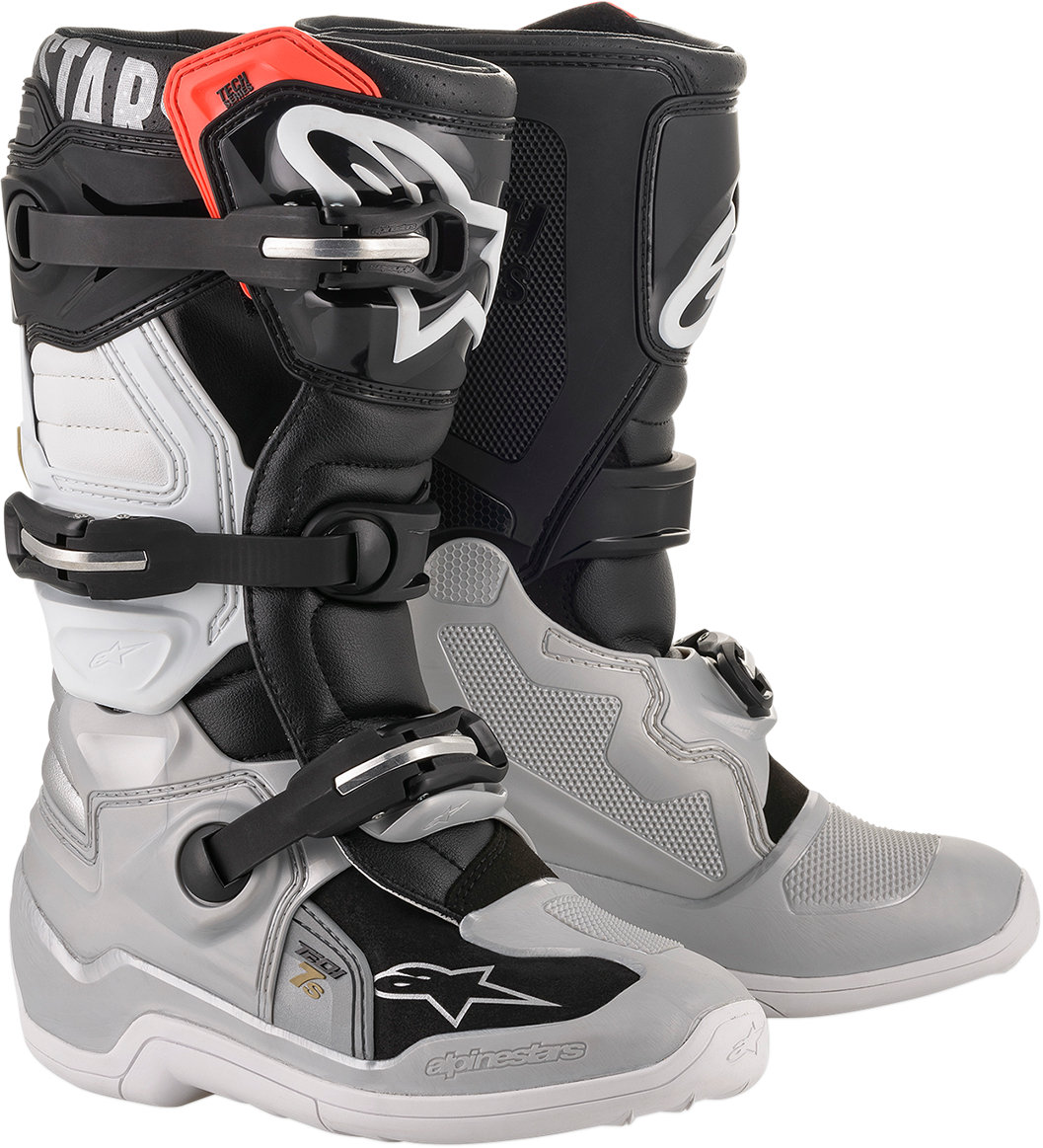 Youth - Alpinestars Tech 7S Boots - Black/Silver/White/Gold