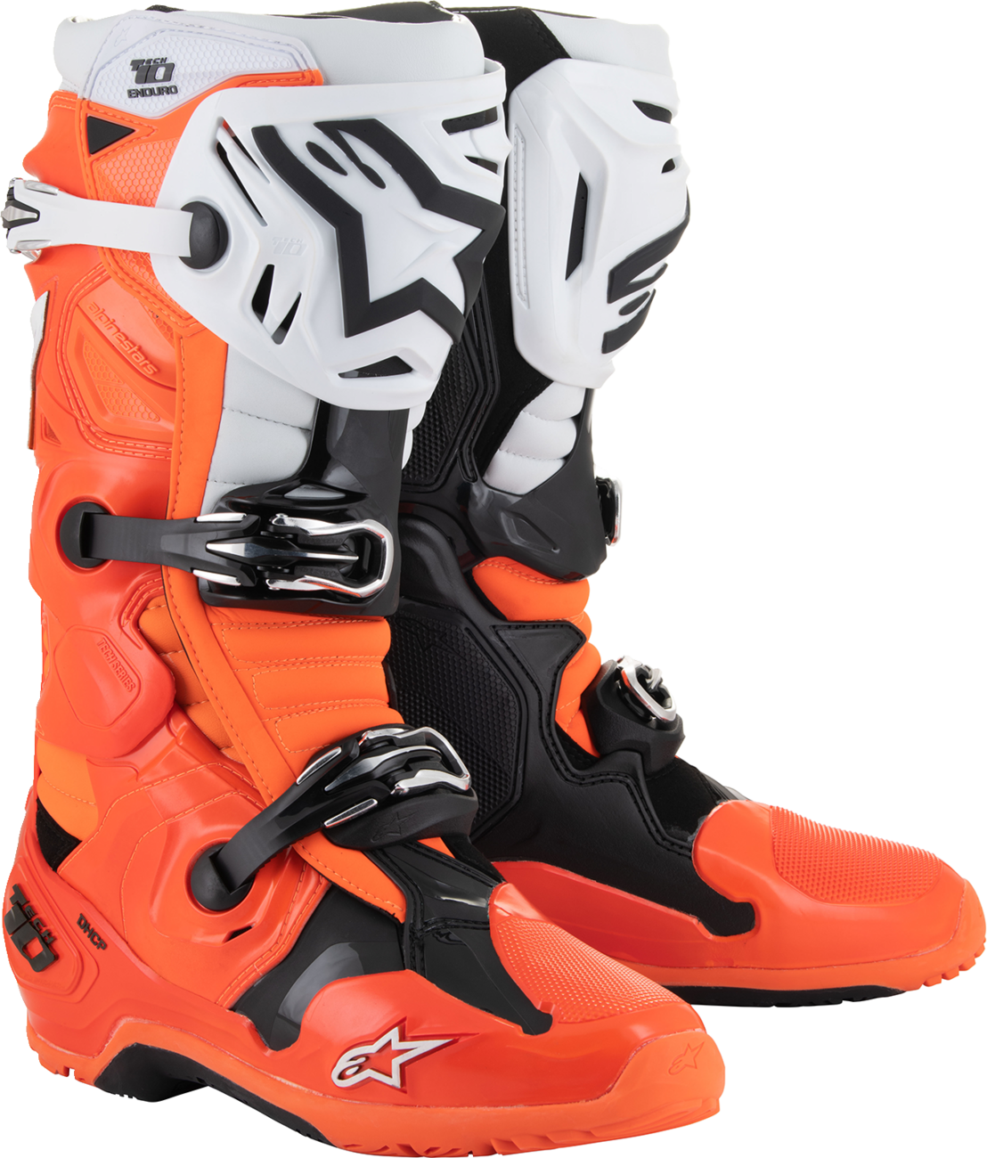 Adult - Alpinestars Tech 10 Enduro Boots - Fluorescent Orange/Black/White