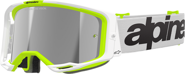 Alpinestars Vision 8 Goggle - Wordmark - White/Yellow Fluo
