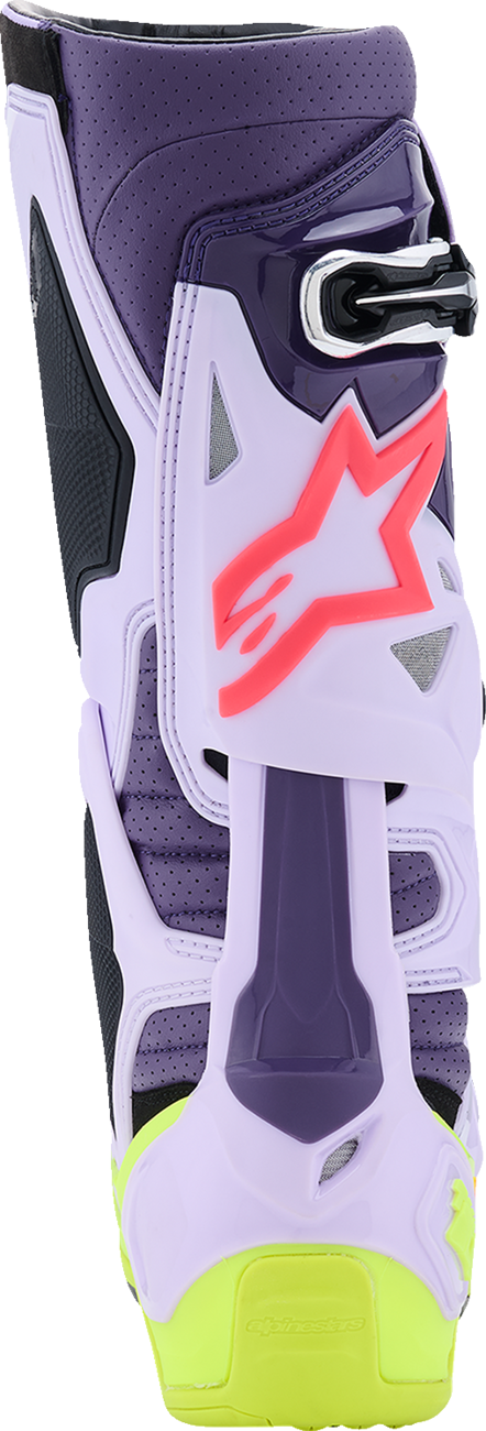Adult - Alpinestars Tech 10 Supervented Boots - Purple/Fluorescent Yellow/Diva Pink