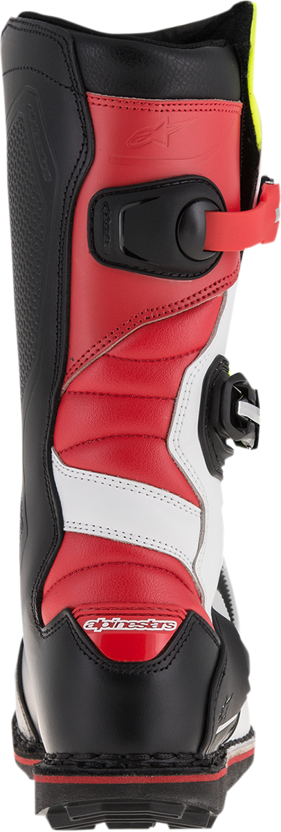 Adult - Alpinestars Tech-T Boots - White/Red/Yellow Fluorescent/Black