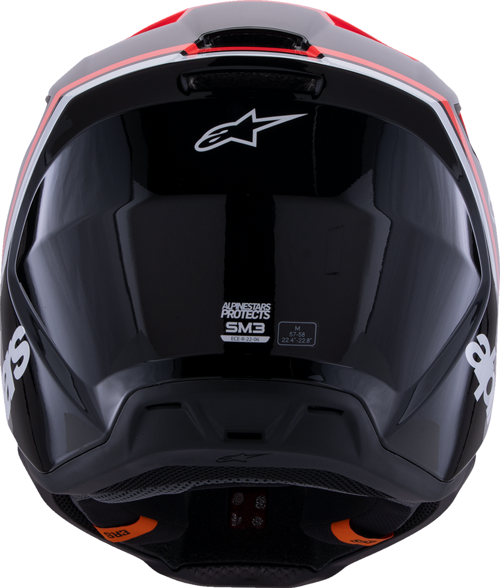 Adult - Alpinestars SM3 Radium Helmet - Gloss Black/Red Fluo/White