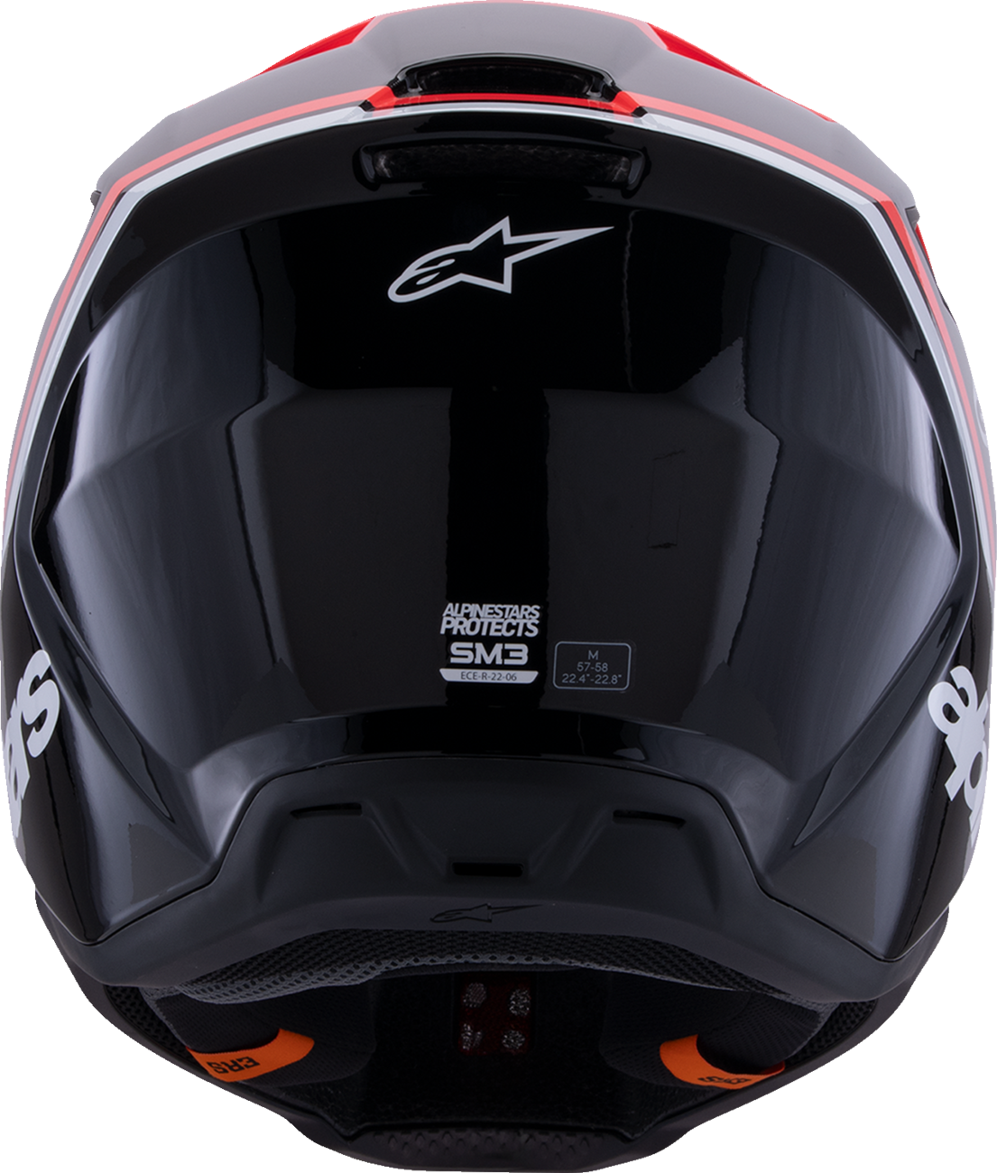 Adult - Alpinestars SM3 Radium Helmet - Gloss Black/Red Fluo/White