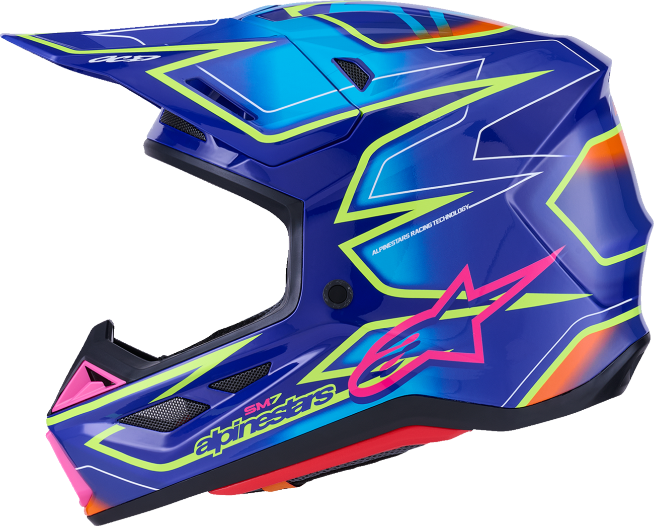 Adult - Alpinestars SM7 Cast Helmet - Gloss/Blue/Pink/Yellow Fluo