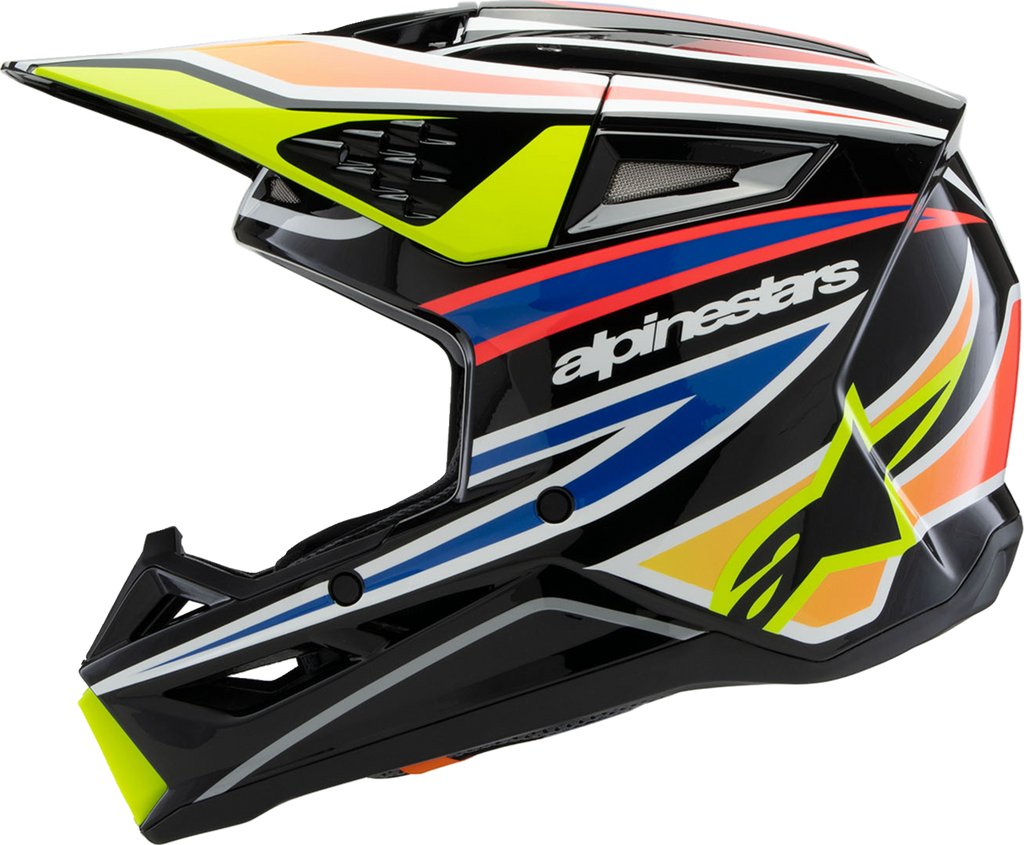Youth - Alpinestars SM3 Wurx Helmet - Gloss Black/Yellow Fluo/Blue/Red