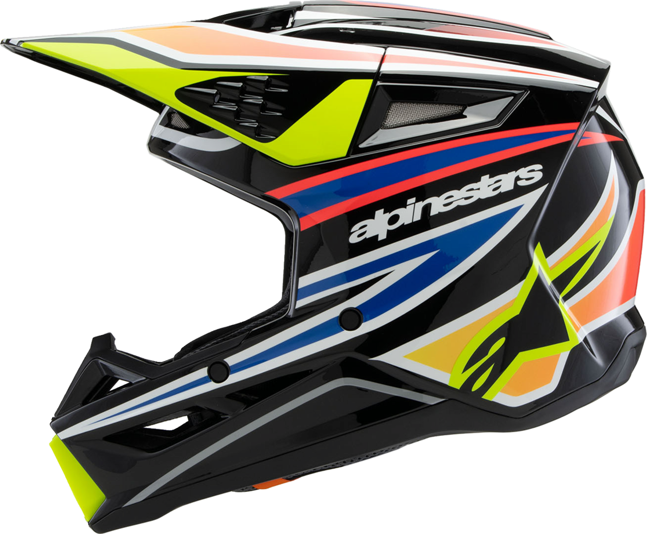 Youth - Alpinestars SM3 Wurx Helmet - Gloss Black/Yellow Fluo/Blue/Red