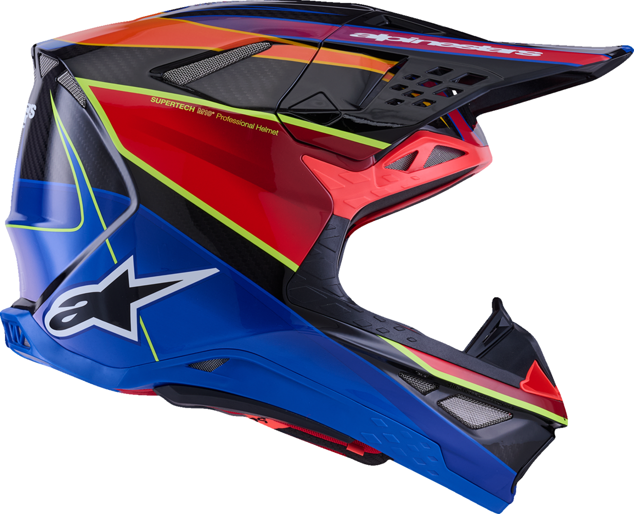 Adult - Alpinestars Supertech M10 Era MIPS® Helmet - Gloss Blue/Red/Yellow Fluo