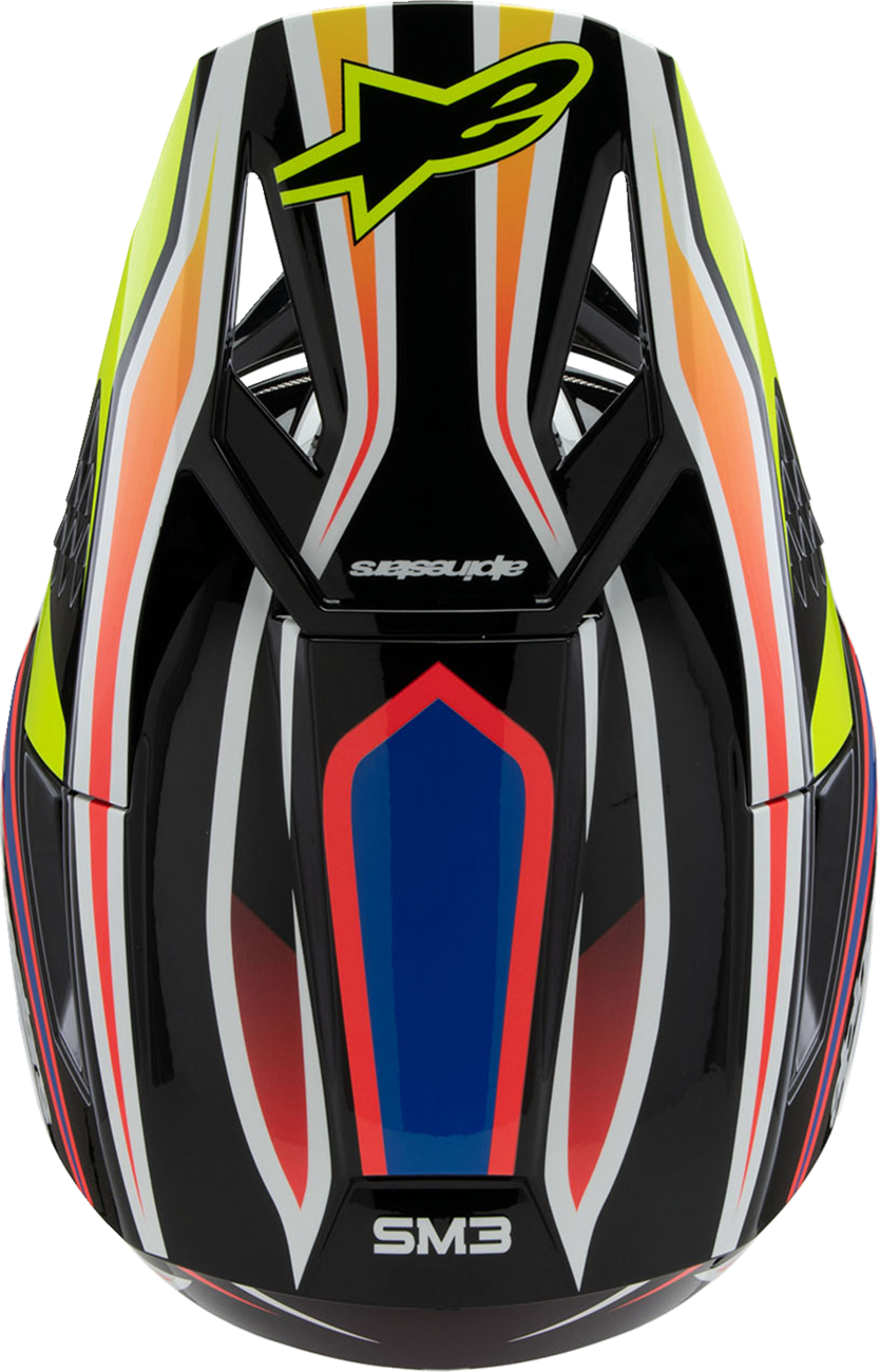 Youth - Alpinestars SM3 Wurx Helmet - Gloss Black/Yellow Fluo/Blue/Red