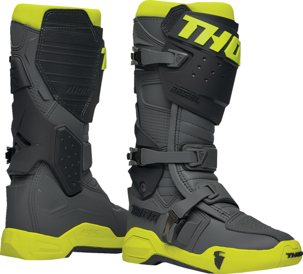 Adult - Thor Radial MX Boots - Gray/Fluorescent Yellow