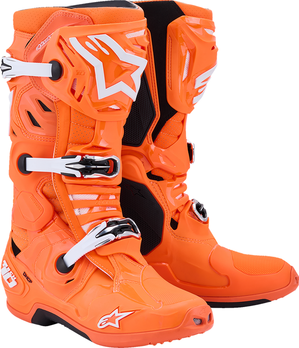 Adult - Alpinestars Tech 10 Supervented Boots - Fluorescent Orange/Black/White
