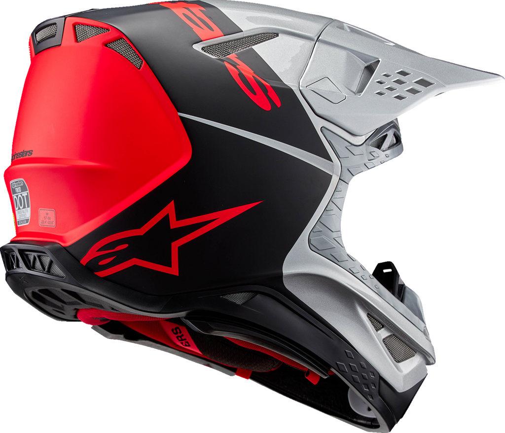 Adult - Alpinestars Supertech M10 Flood MIPS® Helmet - Gloss Silver/Black/Orange Fluo