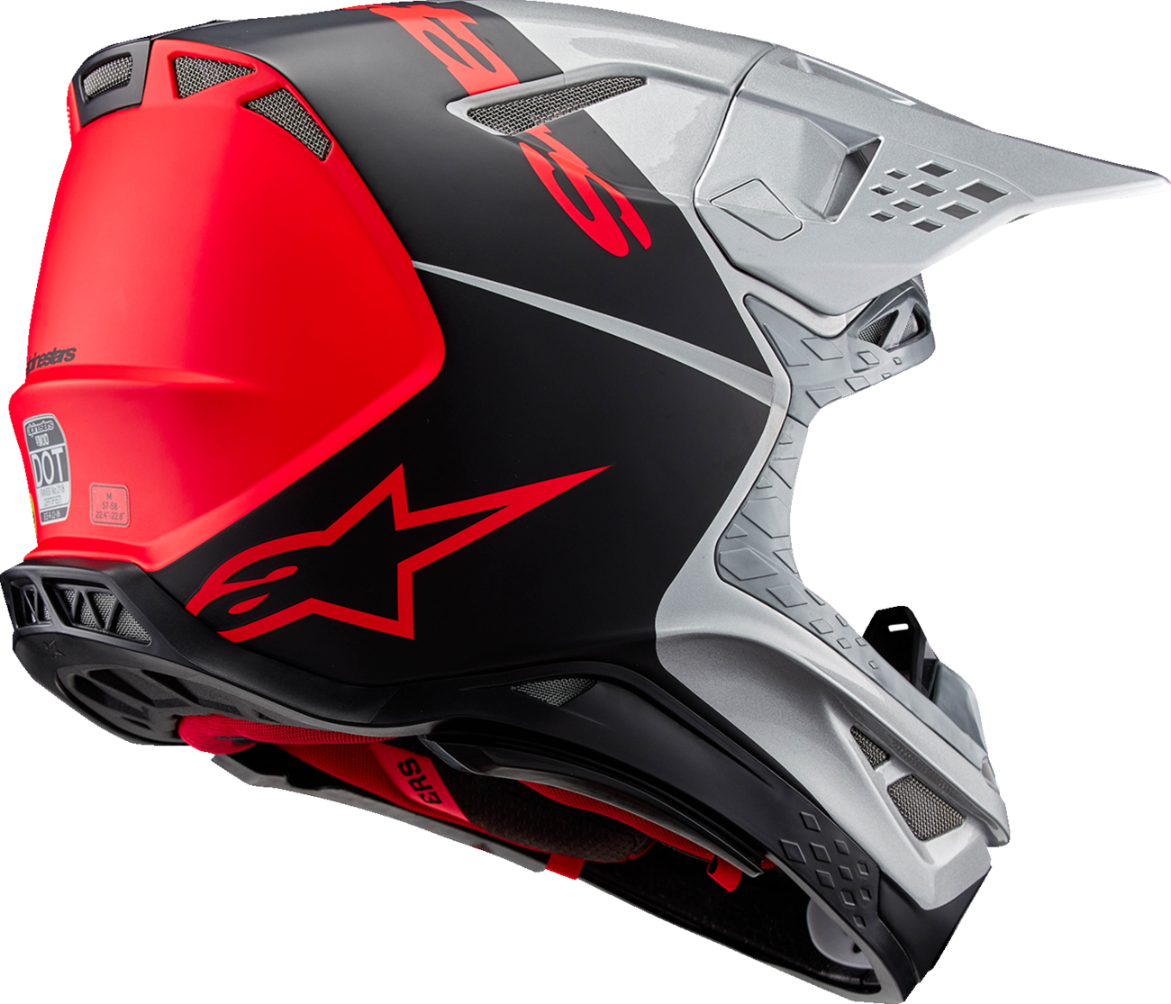 Adult - Alpinestars Supertech M10 Flood MIPS® Helmet - Gloss Silver/Black/Orange Fluo