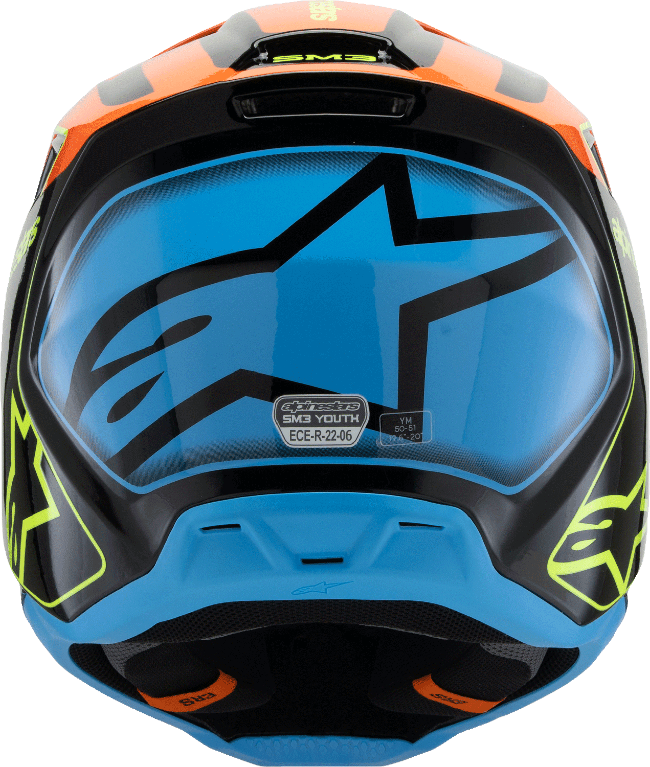 Youth - Alpinestars SM3 Fray Helmet - Gloss Black/Orange/Yellow Fluo