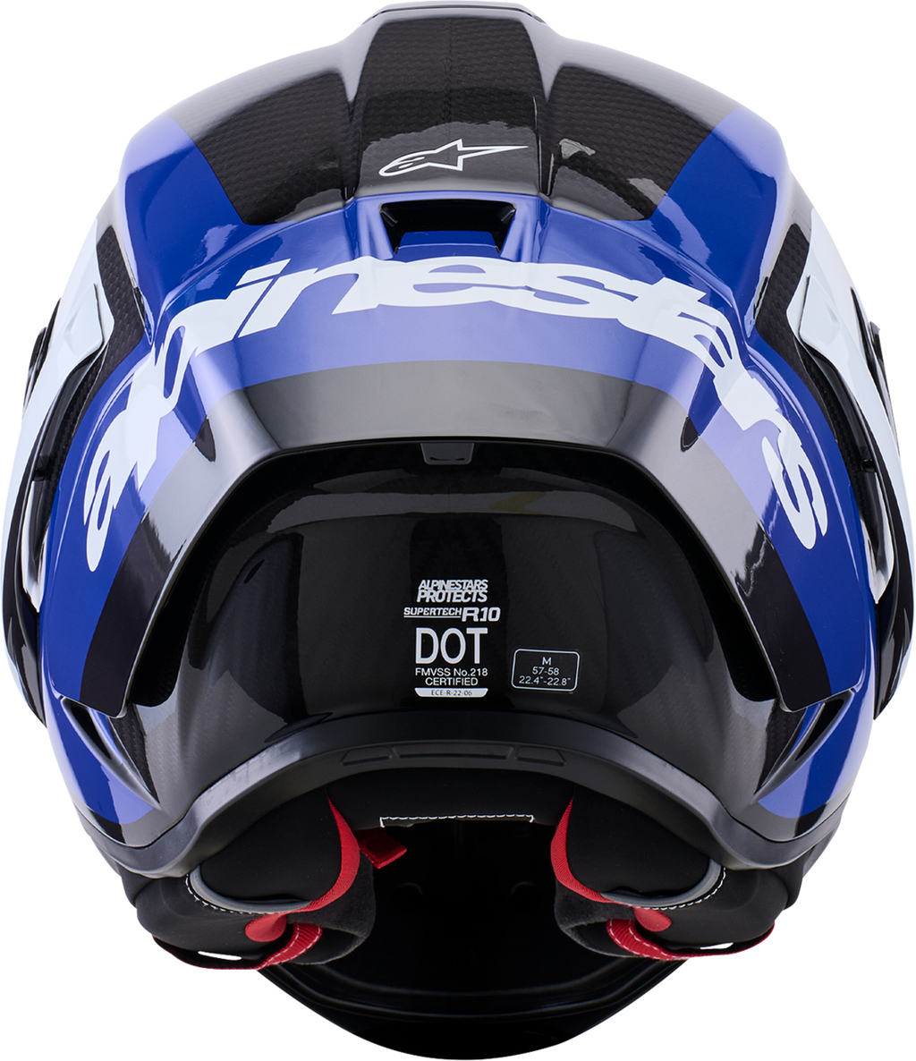 Adult - Alpinestars Supertech R10 Arius Helmet - Gloss Black/White/Blue