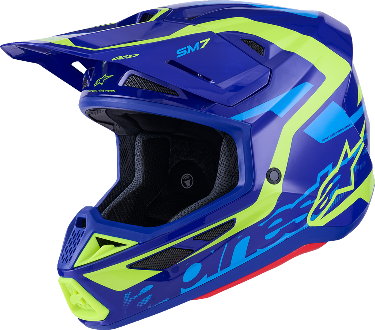 Adult - Alpinestars SM7 Deed Helmet - Gloss Blue/Yellow Fluo