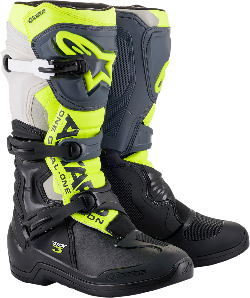 Adult - Alpinestars Tech 3 Boots - Black/Gray/Yellow Fluorescent
