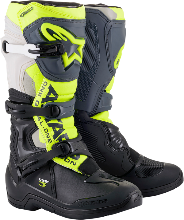 Adult - Alpinestars Tech 3 Boots - Black/Gray/Yellow Fluorescent