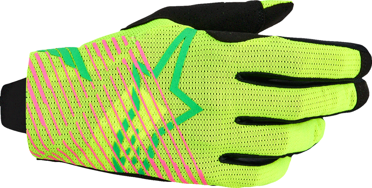 Adult - Alpinestars Radar Pro Gloves - Green/Fluo Yellow/Fluo Pink