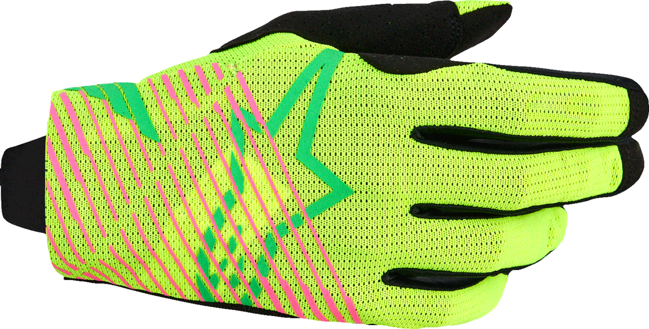 Adult - Alpinestars Radar Pro Gloves - Green/Fluo Yellow/Fluo Pink