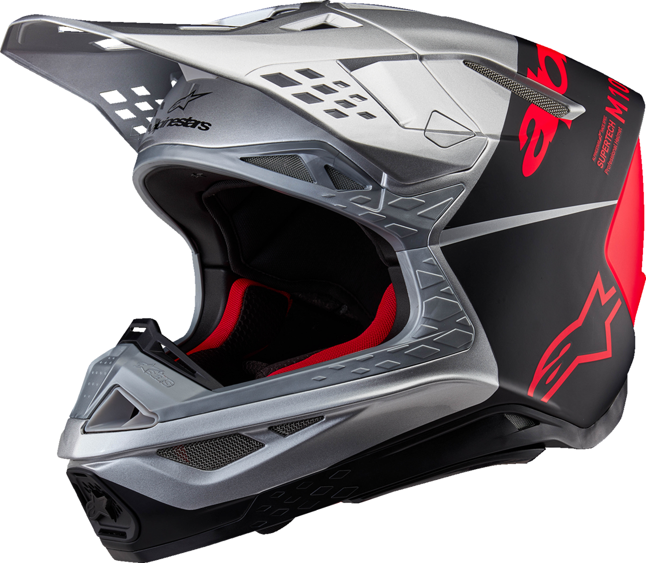 Adult - Alpinestars Supertech M10 Flood MIPS® Helmet - Gloss Silver/Black/Orange Fluo