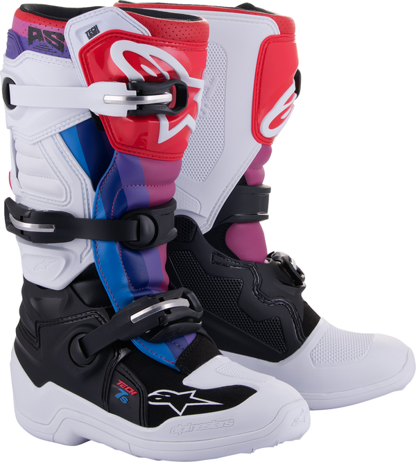 Youth - Alpinestars Tech 7S Boots - White/Black/Rainbow