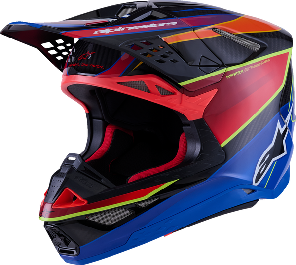 Adult - Alpinestars Supertech M10 Era MIPS® Helmet - Gloss Blue/Red/Yellow Fluo
