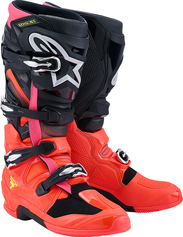 Adult - Alpinestars Tech 7 Boots - Black/Fluorescent Red/Fluorescent Pink