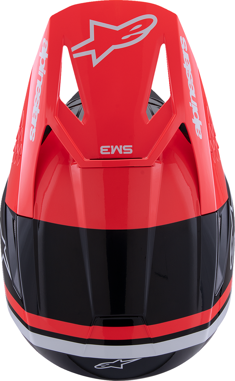 Adult - Alpinestars SM3 Radium Helmet - Gloss Black/Red Fluo/White