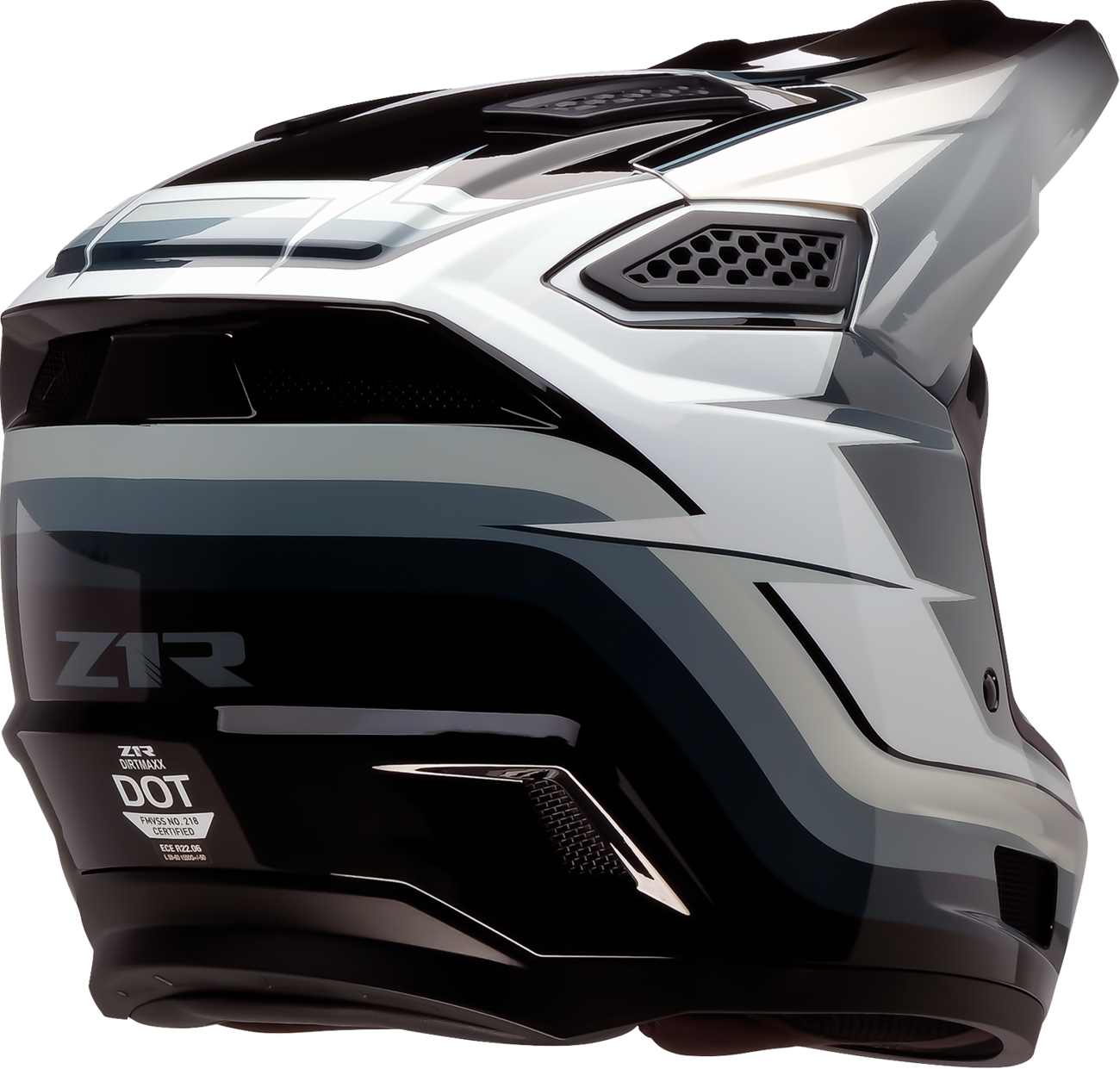 Adult - Z1R Dirt Maxx Vortex Helmet - Black/White/Gray