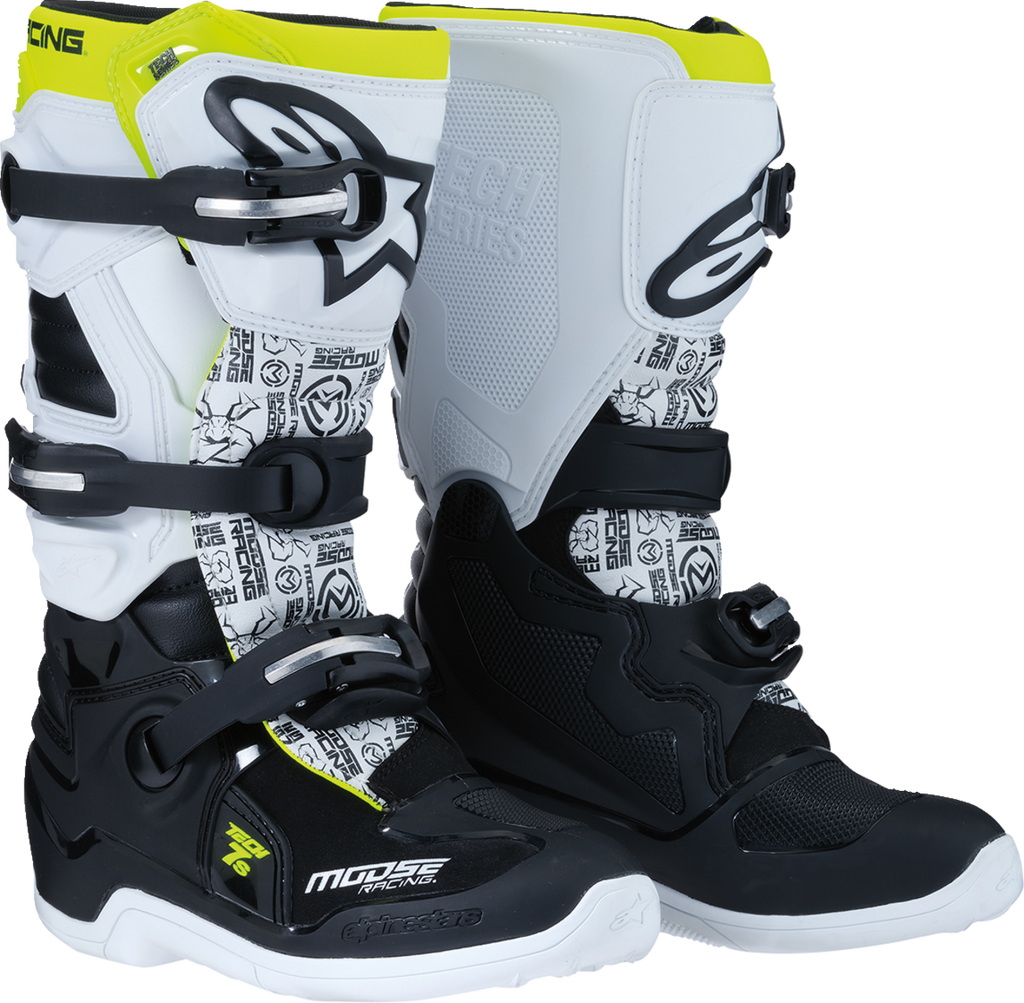 Youth - Moose Tech 7S Boots - Black/White/Yellow