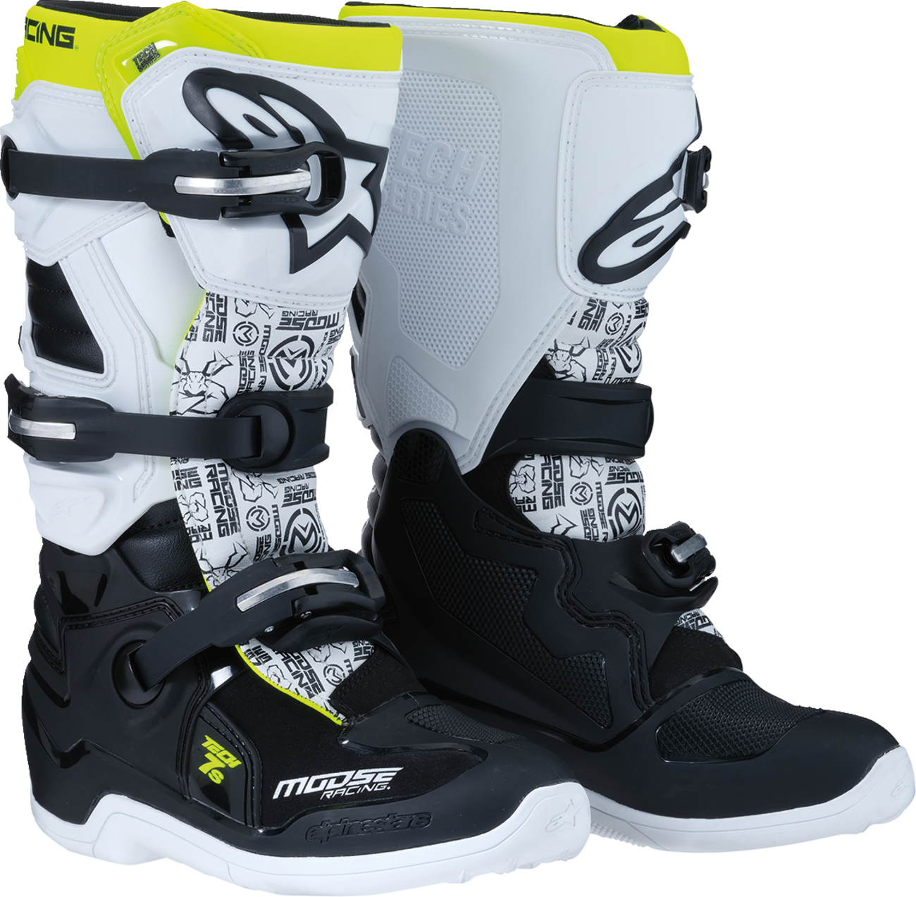 Youth - Moose Tech 7S Boots - Black/White/Yellow