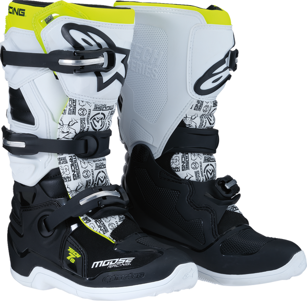 Youth - Moose Tech 7S Boots - Black/White/Yellow