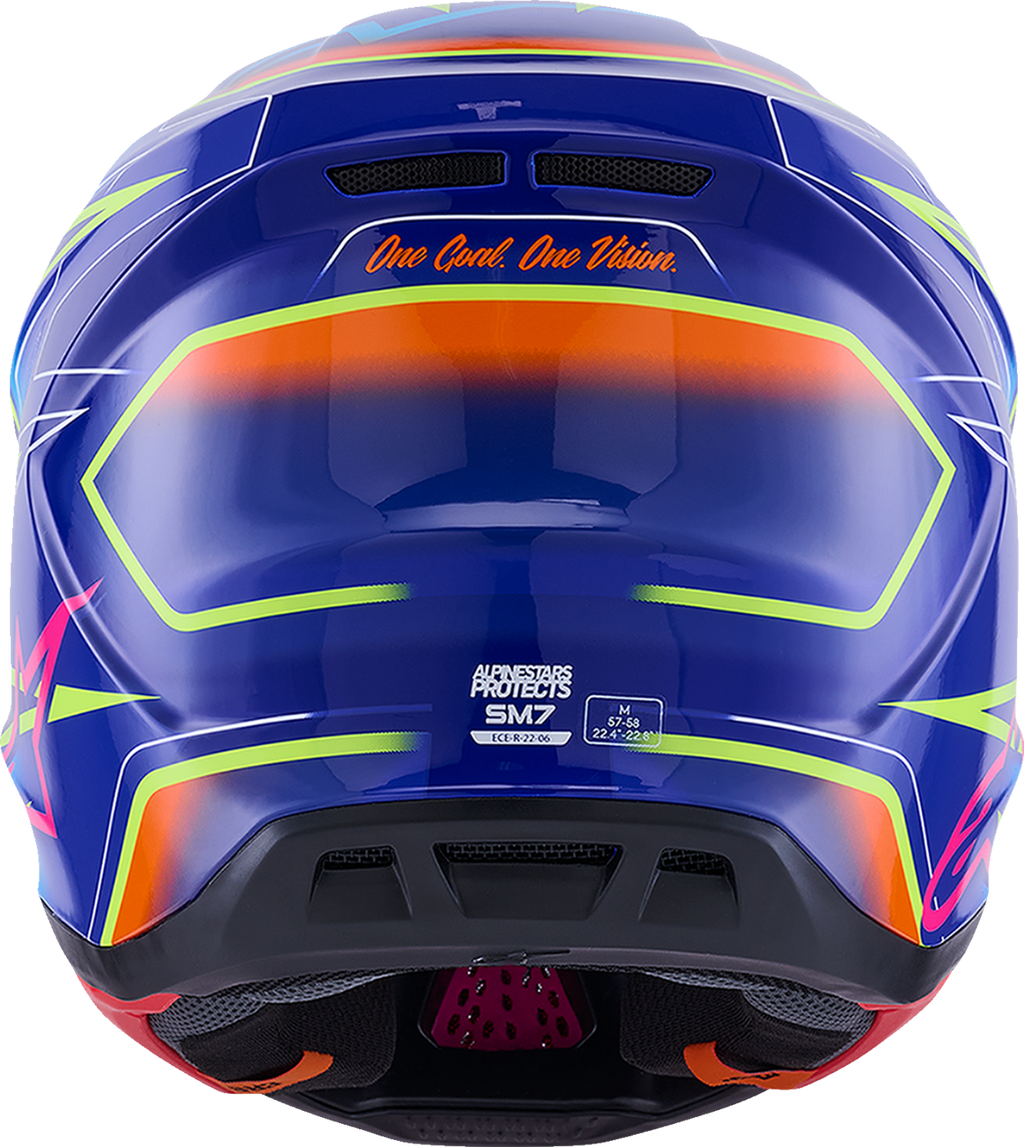 Adult - Alpinestars SM7 Cast Helmet - Gloss/Blue/Pink/Yellow Fluo