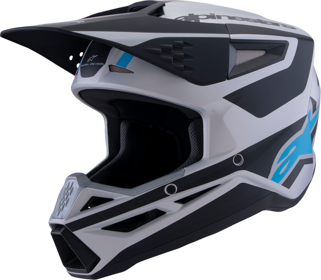 Adult - Alpinestars SM3 Heat Helmet - Matte Silver/Blue/Black