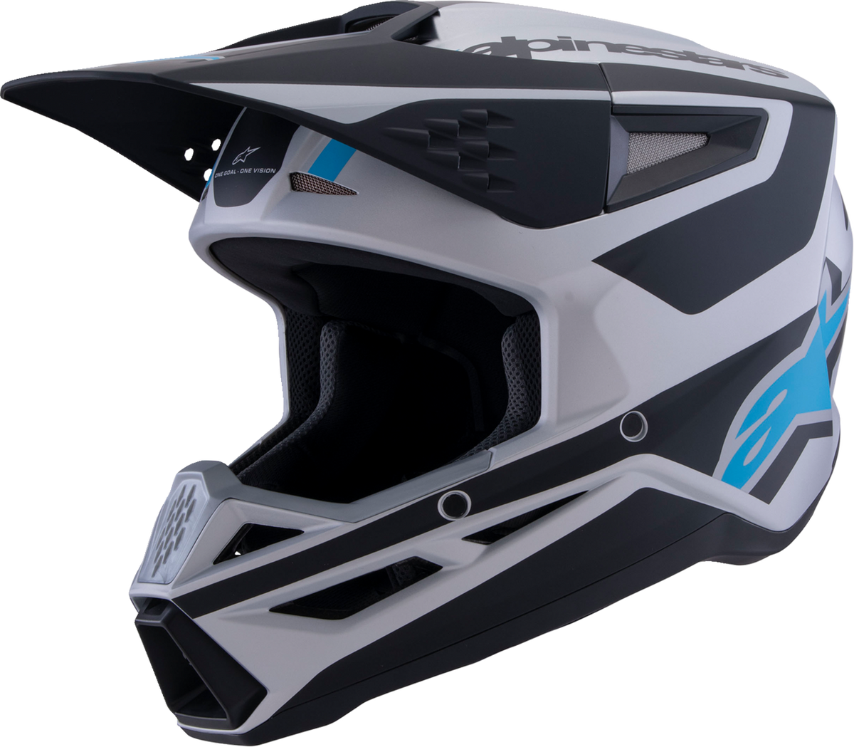Adult - Alpinestars SM3 Heat Helmet - Matte Silver/Blue/Black