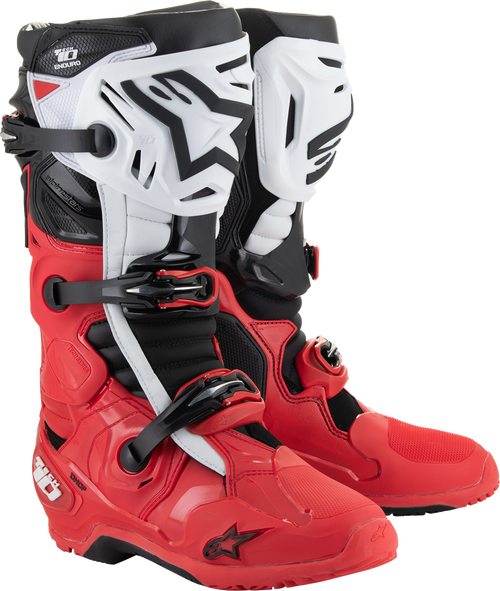 Adult - Alpinestars Tech 10 Enduro Boots - Bright Red/Black/White