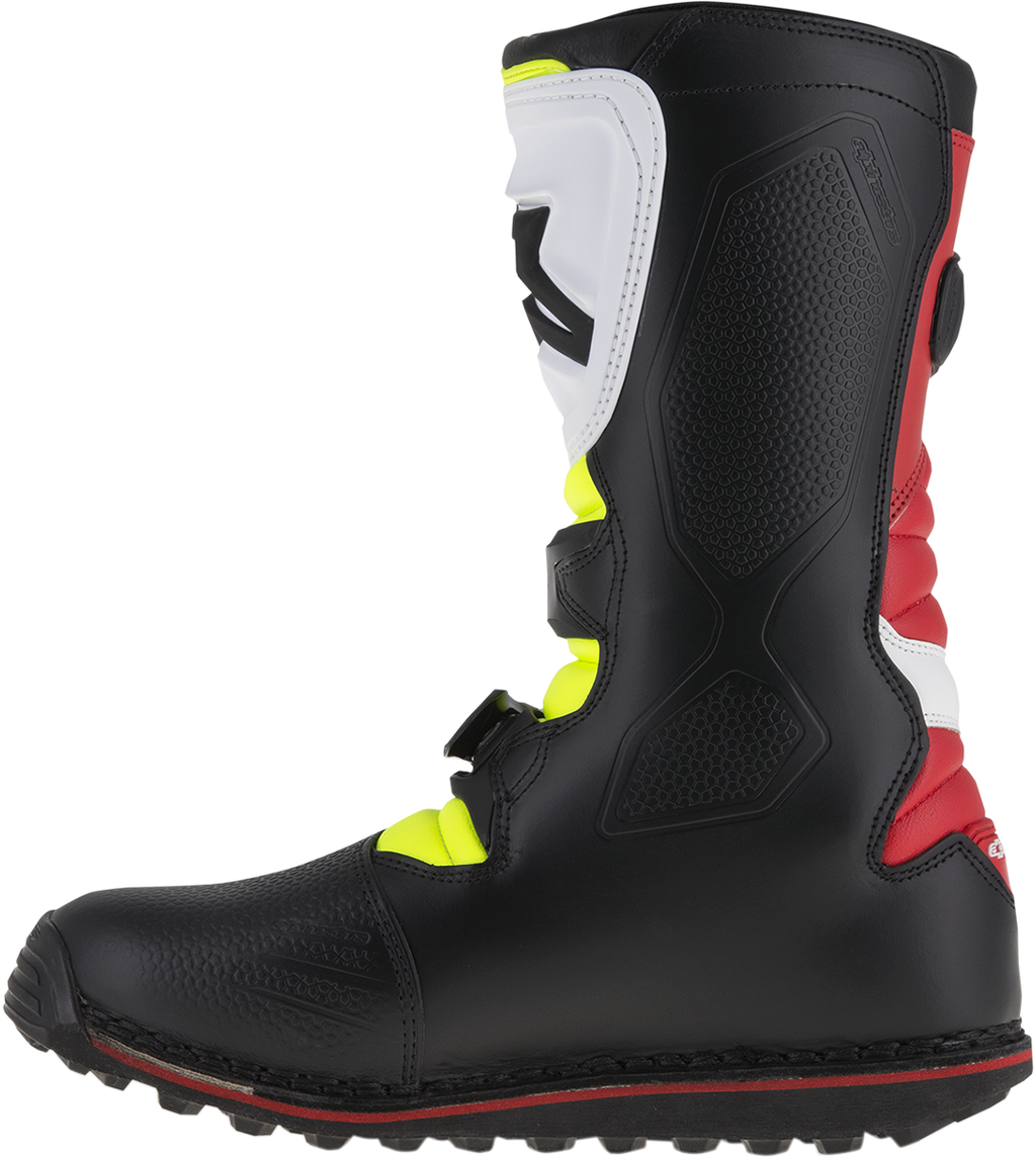 Adult - Alpinestars Tech-T Boots - White/Red/Yellow Fluorescent/Black
