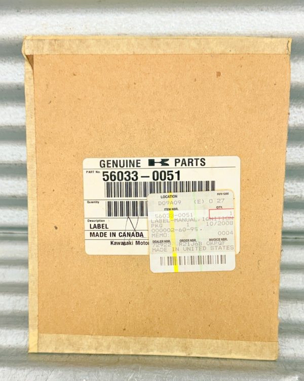 New OEM Kawasaki Mule 600 610 KAF400 Ignition Warning Label 56033-0051