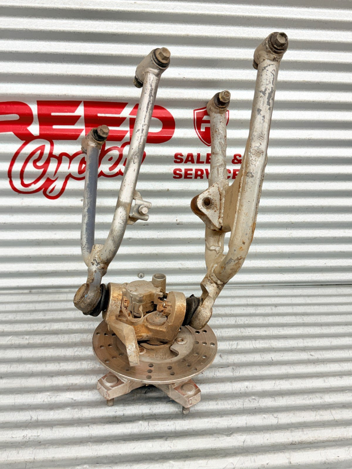 99-04 Honda TRX400EX OEM Left Front A Arms Hub Spindle Brake Assembly
