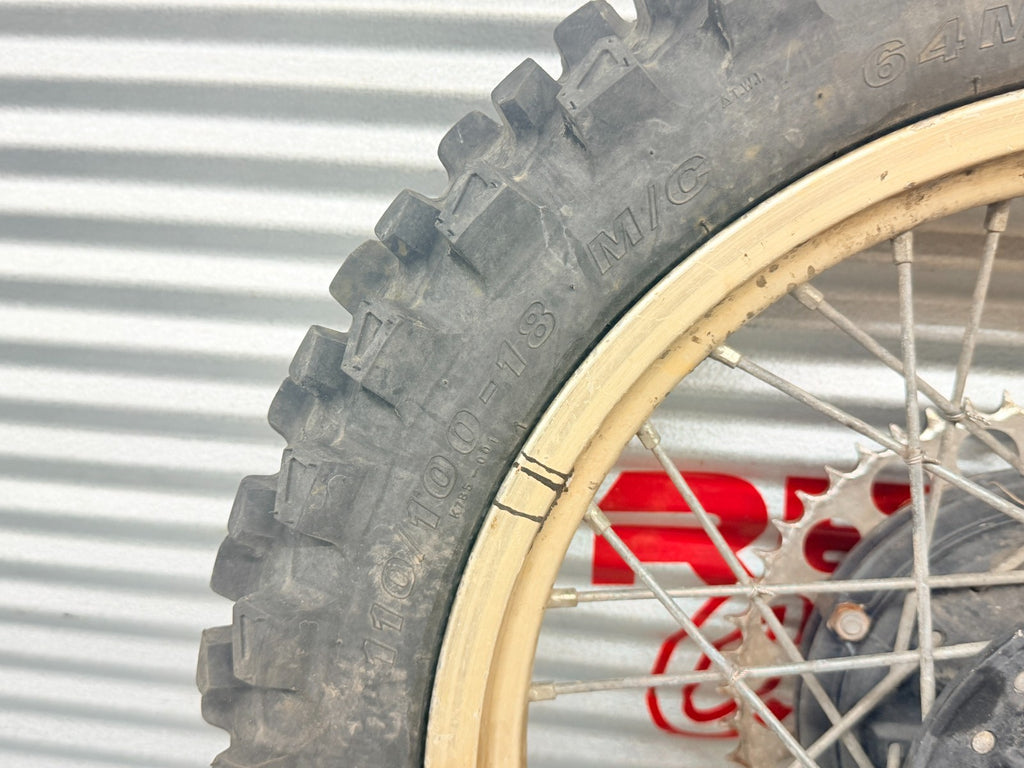 1984 Husqvarna WR125 WR250 WR500 OEM Rear Wheel Rim Hub Sprocket Tire Assembly