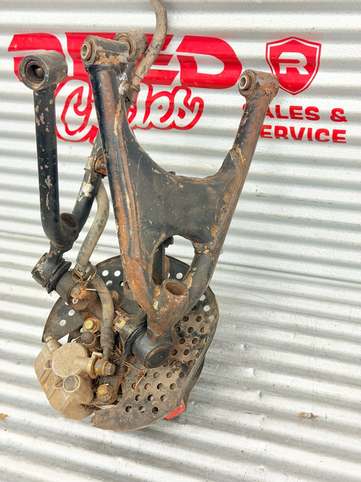 99-04 Honda TRX400EX OEM Right Front A Arms Hub Spindle Brake Assembly