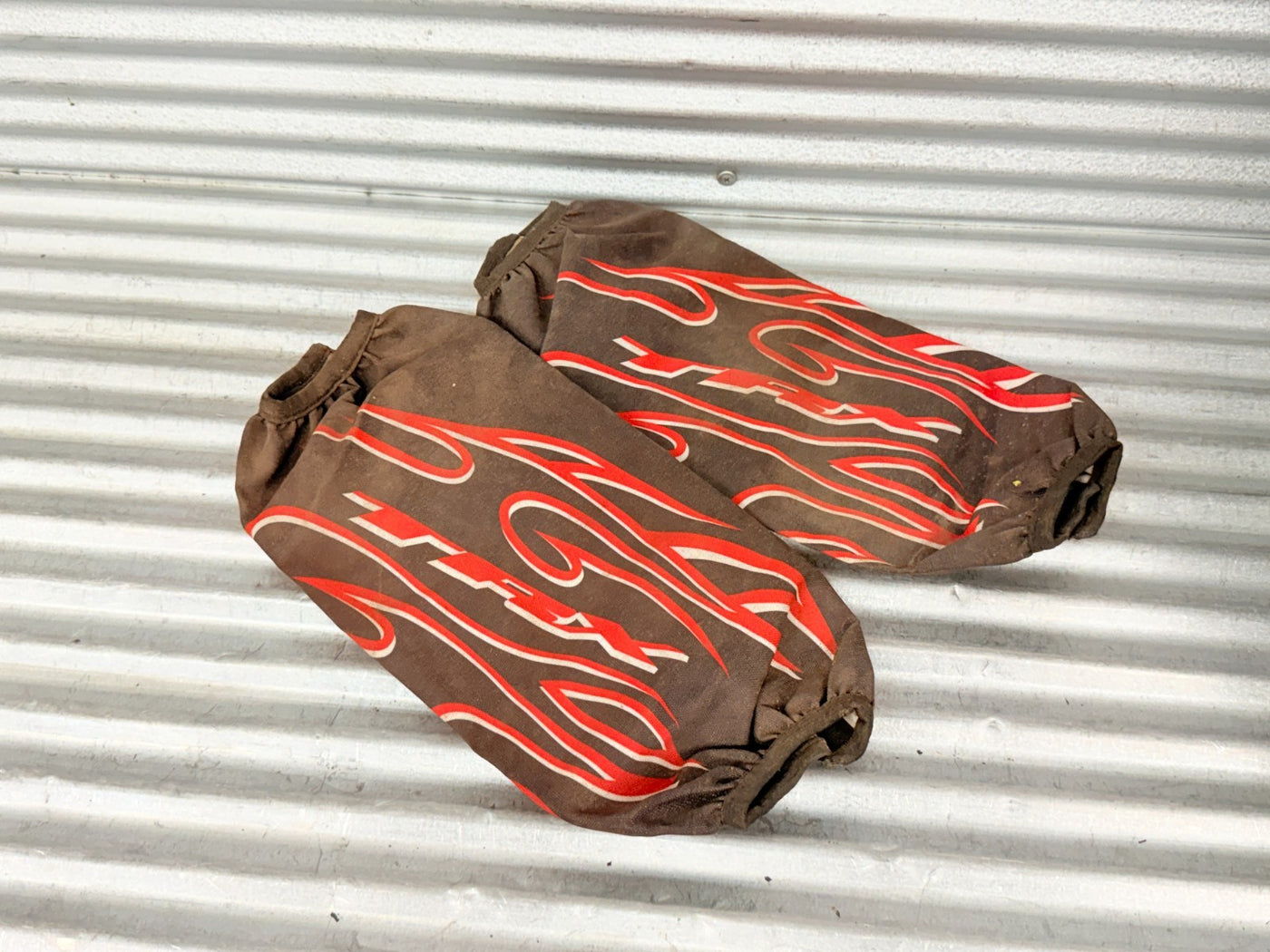 Honda TRX 250 300 400 EX Front Shock Covers Black Red Flame Pair